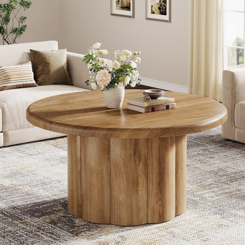 31.5 Inches Round Coffee Table for Living Room for Apartment Small Space