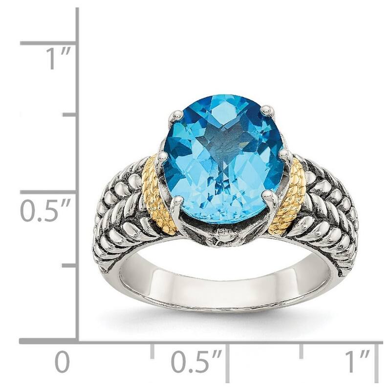 Curata 925 Sterling Silver Polished Prong set With 14k 4.80Swiss Blue Topaz Ring