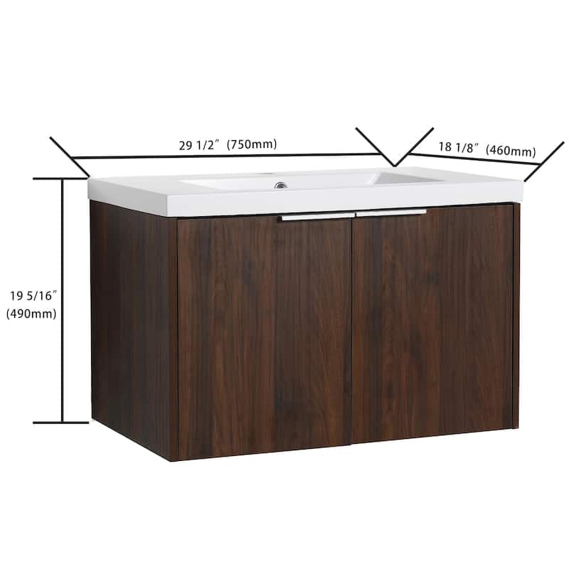Bathroom Vanity With Sink In 24/30/36 Inch, Floating Bathroom Vanity With Soft Close Door