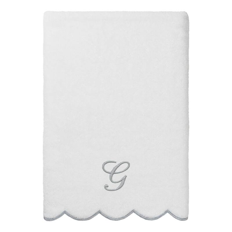 Authentic Hotel and Spa 100% Turkish Cotton Grey ADORNIA Scallop Personalized 3 Piece Towel Set - 3 Piece Set