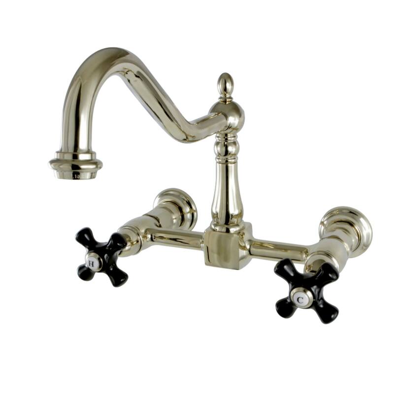 Kingston Brass Duchess 1.8 GPM Wall Mounted Bridge Kitchen Faucet - Polished Brass