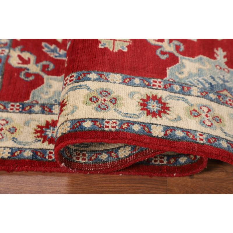 Traditional Red Kazak Foyer Rug Hand-Knotted Foyer Wool Carpet - 3'2" x 5'3"