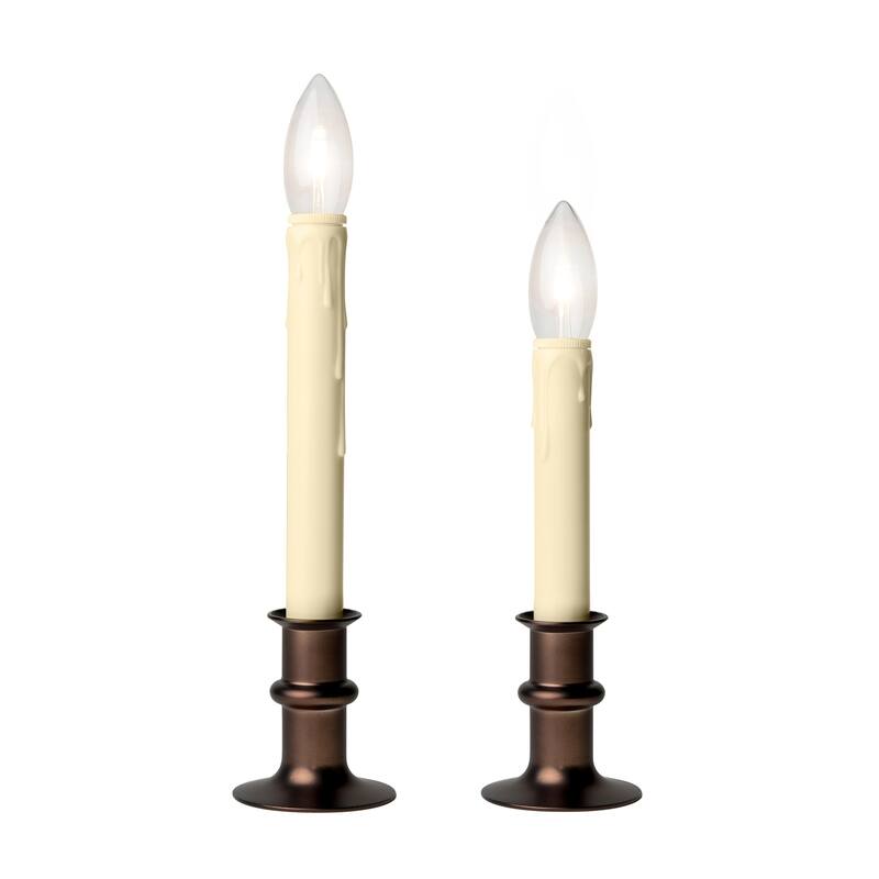 Battery Operated Bi-Directional LED Adjustable Candle 2-pack or 4-pack - Antique Bronze 2-Pack