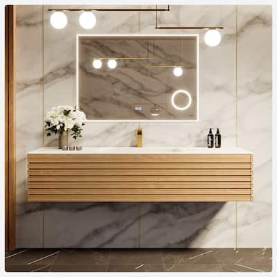 Allure 55" Oak SS Bath Vanity with Solid Surface Top and Integrated Sink