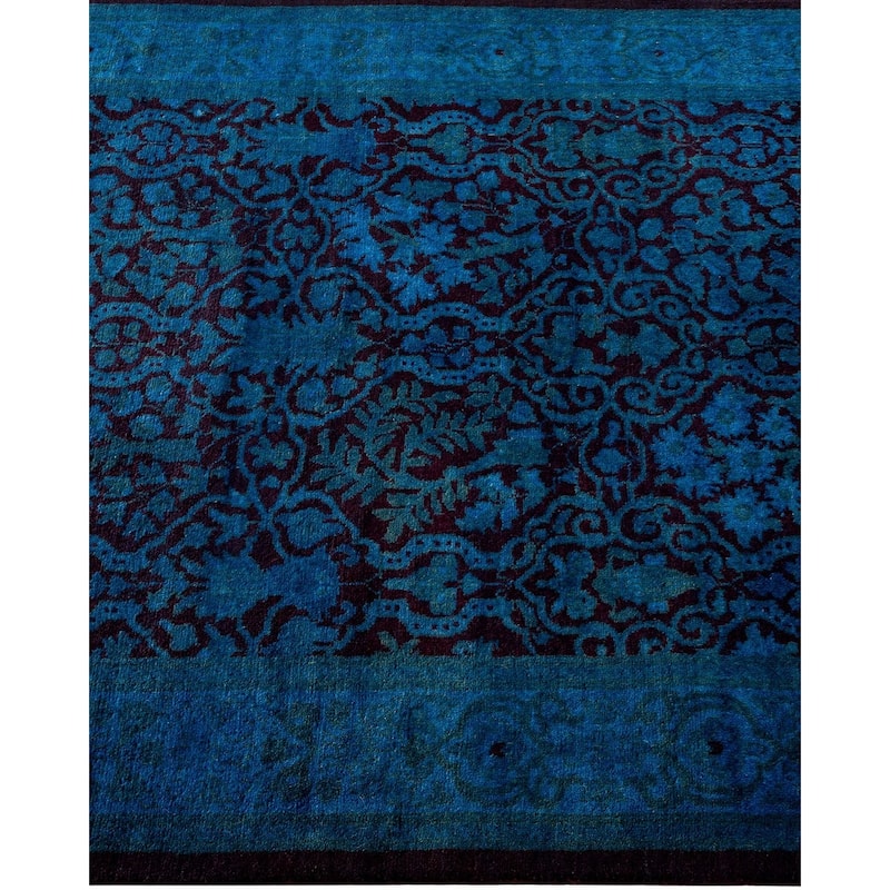 Fine Vibrance, One-of-a-Kind Hand-Knotted Area Rug - Blue, 2' 5" x 9' 10" - 2' 5" x 9' 10"