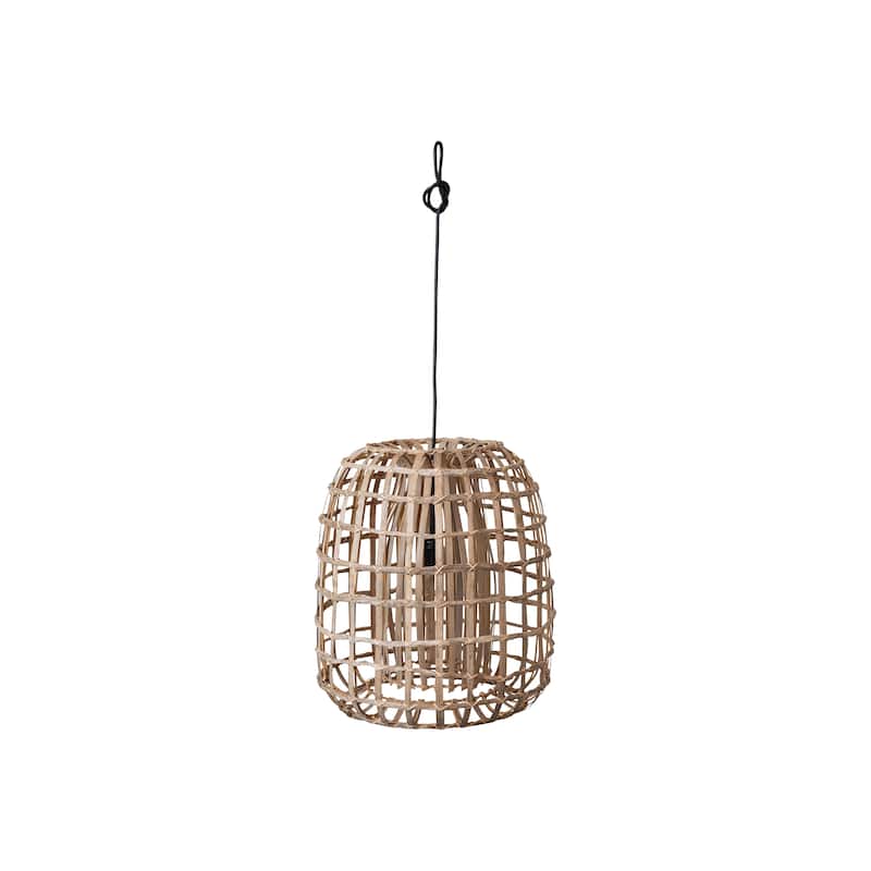 Woven Rattan and Bamboo Pendant Lamp - 16.0"L x 16.0"W x 18.0"H - 16.0"L x 16.0"W x 18.0"H - Natural
