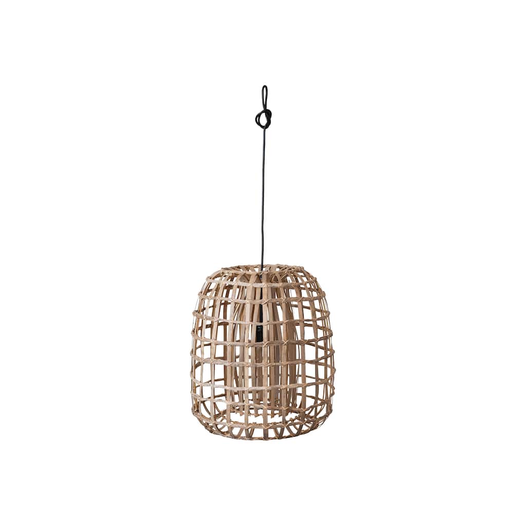 Woven Rattan and Bamboo Pendant Lamp - 16.0"L x 16.0"W x 18.0"H