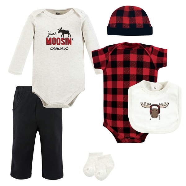 slide 1 of 1, Hudson Baby Unisex Baby Cotton Layette Set, Winter Moose 3-6 Months - Winter Moose