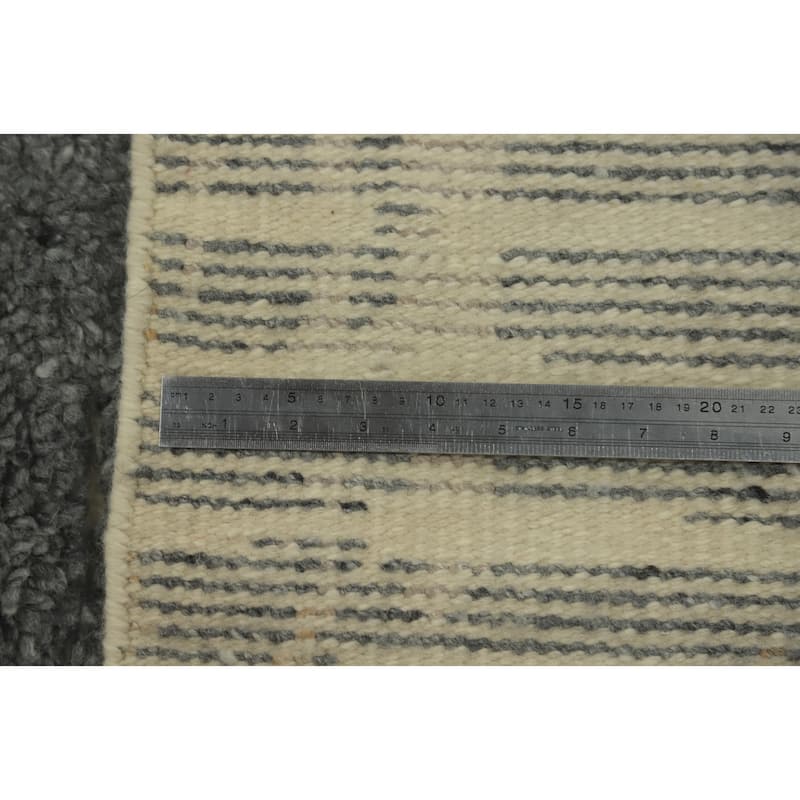 Hand-knotted Modern Wool Grey Stripe Area Rug Oriental Carpet - 7' 8'' X 5' 5''