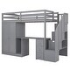 preview thumbnail 16 of 38, Contemporary Twin Size Loft Bed with Wardrobe and Staircase, Desk and Storage Drawers and Cabinet in 1, Maximized Space, Gray