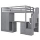 preview thumbnail 14 of 34, Twin Loft Bed with Wardrobe, Desk, Drawers, Cabinet, and Staircase, Grey