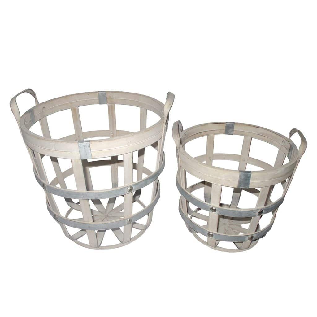 Rustic Style Round Bamboo Baskets - 14" - Set of 2