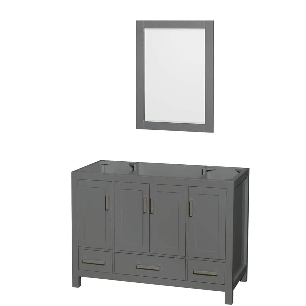 Wyndham Collection Sheffield 48" Hardwood Vanity Cabinet and Mirror -