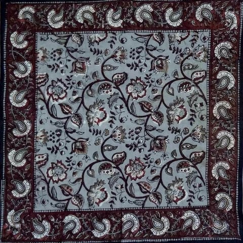 Earthen Vintage Floral Block Print Cotton Tablecloth Collection