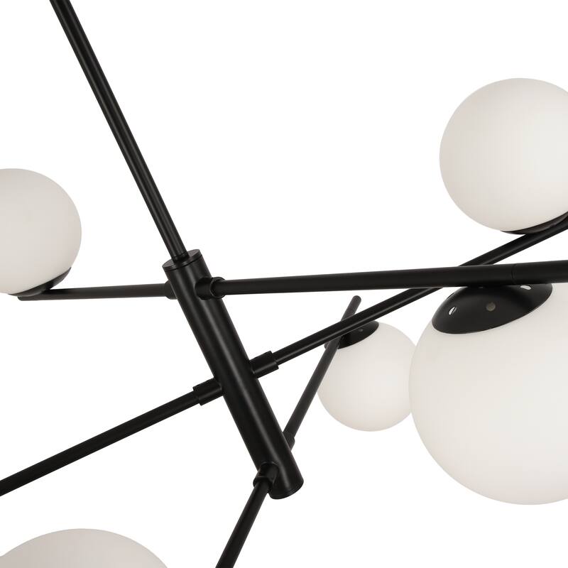 Modern 6-Light Large Bubble Sputnik Chandelier with Frosted Glass