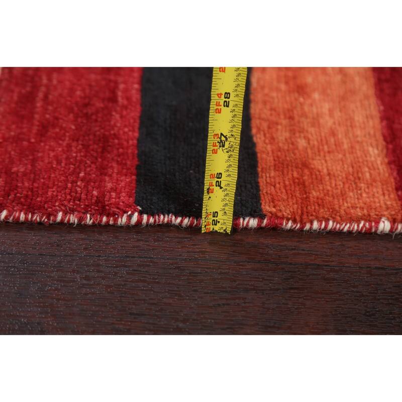 Contemporary Gabbeh Kashkoli Wool Area Rug Hand-knotted Striped Carpet - 2'2" x 3'0"