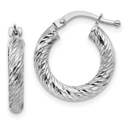 Curata 14k White Gold Sparkle Cut Round Hoop Earrings - 17.75x16mm
