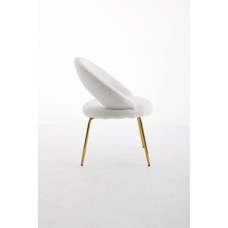 Set of 1 Velvet Dining Chair with Curved Backrest and Gold Metal Legs