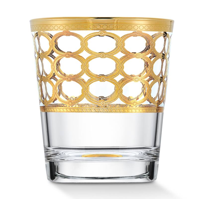 Lorren Home Trends Infinity Gold Ring Double Old Fashion, Set of 4