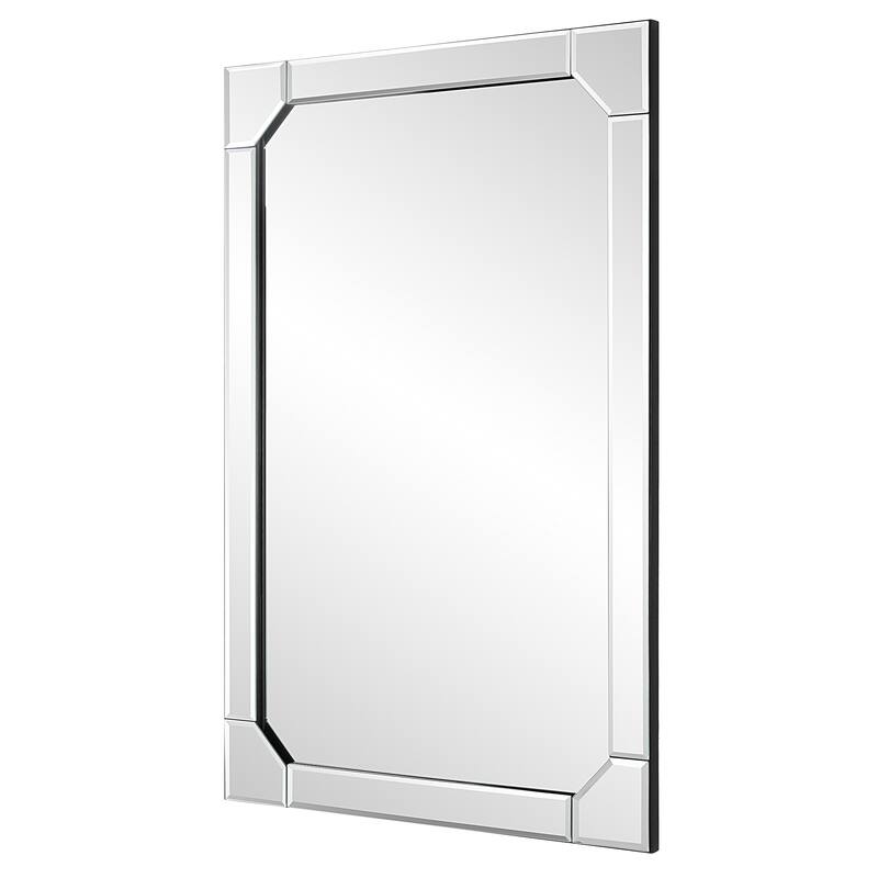 Porch & Den Beveled Mirror Angled Frame Rectangular Wall Mirror