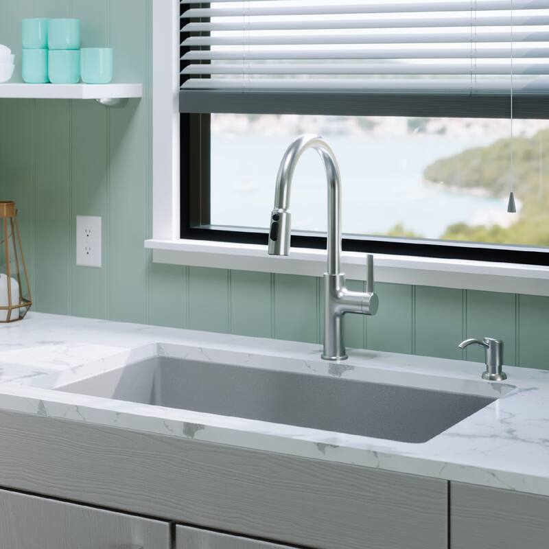 Karran Undermount 32.5 in. Large Single Bowl Quartz Kitchen Sink Kit