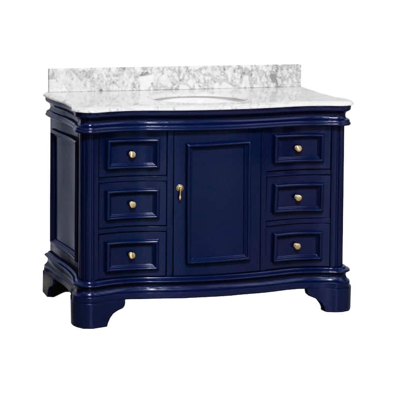 KitchenBathCollection Katherine 48" Bathroom Vanity with Carrara Marble Top