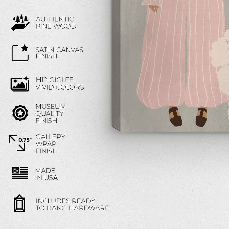 Wynwood Studio Canvas Fashion and Glam Fluff and Stripes Pink and Light Pink Modern & Contemporary Wall Art Canvas Print