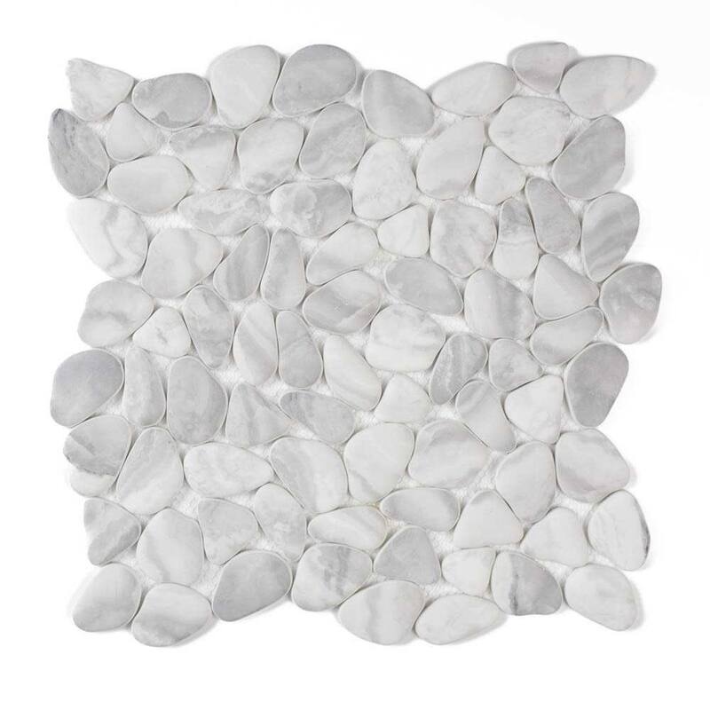 Huron Rock 12x12 Matte Glass Pebble Mosaic Tile - Floor, Wall, Backsplash