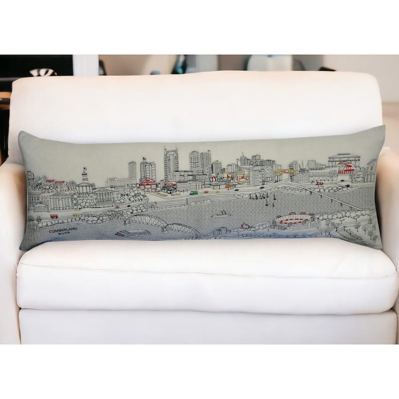 HomeRoots 46" White Nashville Daylight Skyline Lumbar Decorative Pillow
