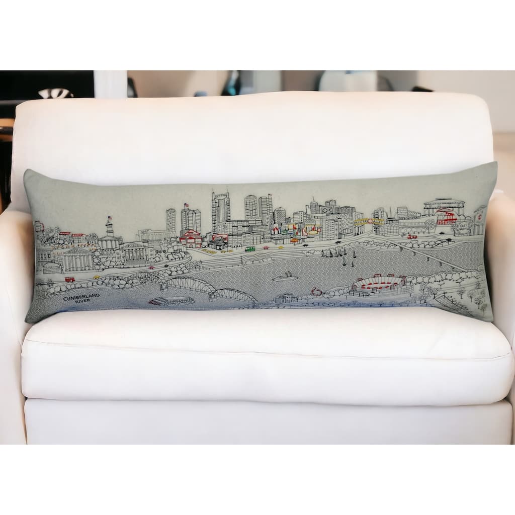 HomeRoots 46" White Nashville Daylight Skyline Lumbar Decorative Pillow