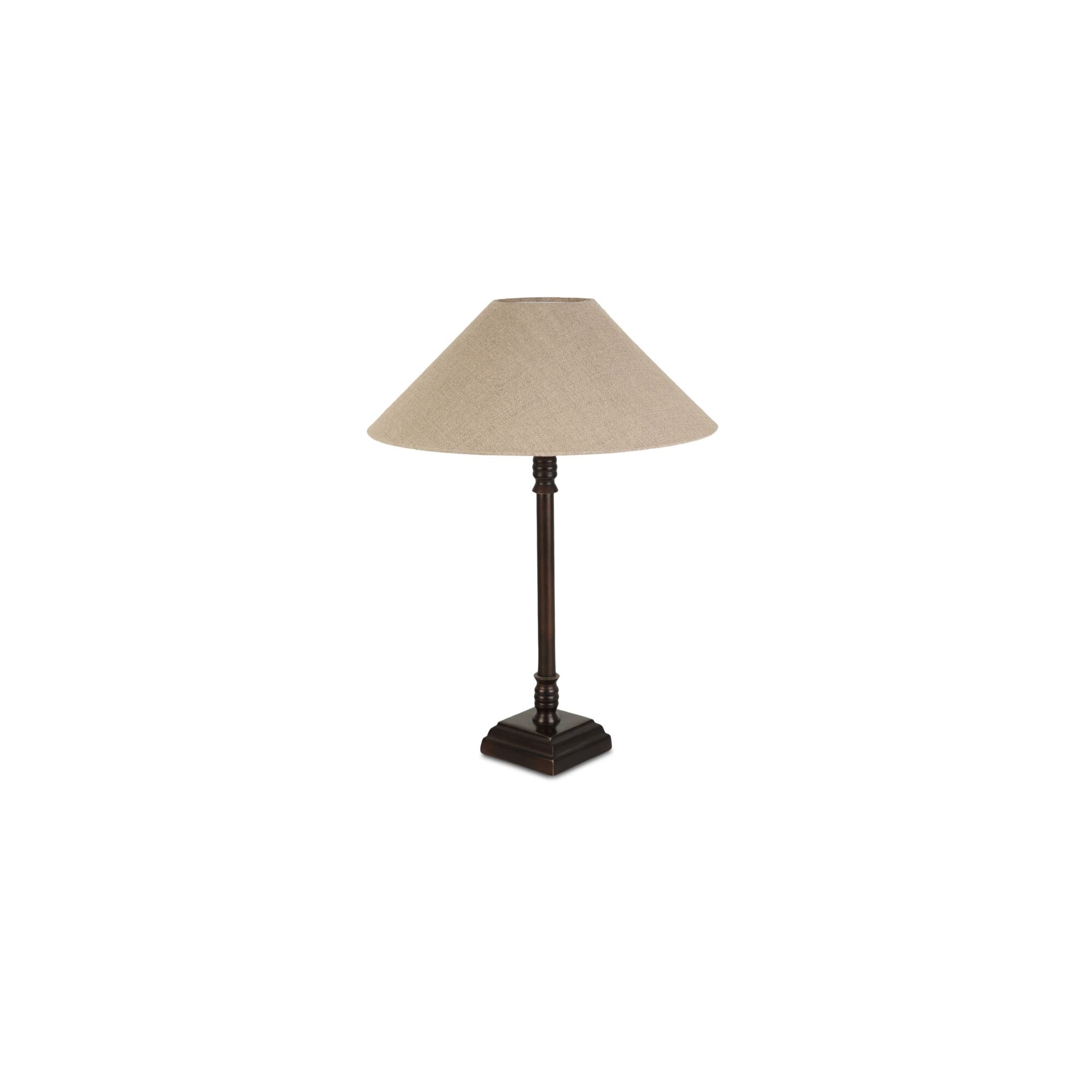 Luca Table Lamp, Slim Metal, Blackened Bronze Finish, Natural Linen Shade