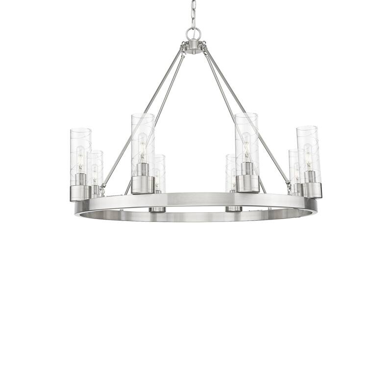 Innovations Lighting 617-8CR-28-36-8 Boreas Chandelier Boreas 8 Light - Satin Nickel / Deco Swirl