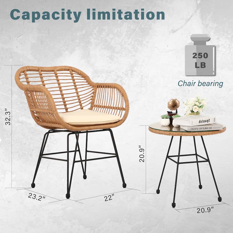 Vrakae Upgraded 3 Piece Outdoor Patio Bistro Set