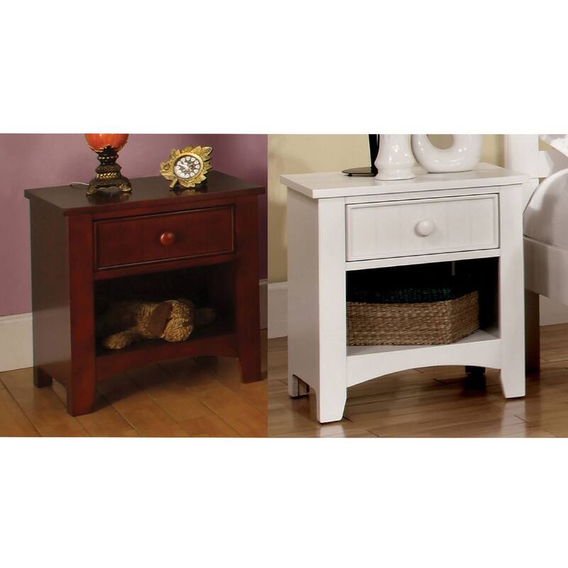 One Drawer Wooden Nightstand - Cherry