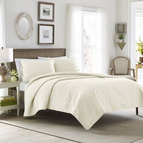 Laura Ashley Felicity Cotton Reversible Ivory Quilt Set