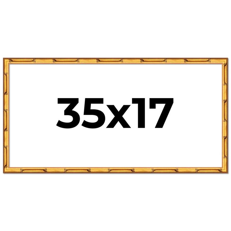 35x17 Frame Gold Bamboo Picture Frame Modern Photo Frame Includes UV Acrylic Shatter Guard Front Acid Free Foam Backing Board