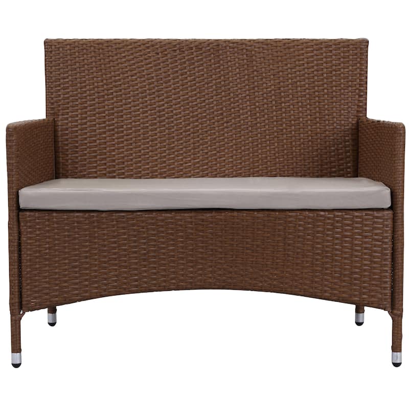 SAFAVIEH Outdoor Simka Brown/ Sand Patio Set (4-Piece) - 43W x 34D x 23H