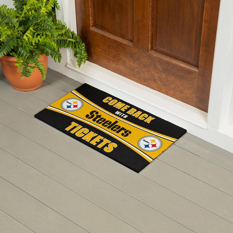 Pittsburgh Steelers 28 in. x 16 in. PVC "Come Back With Tickets" Trapper Door Mat