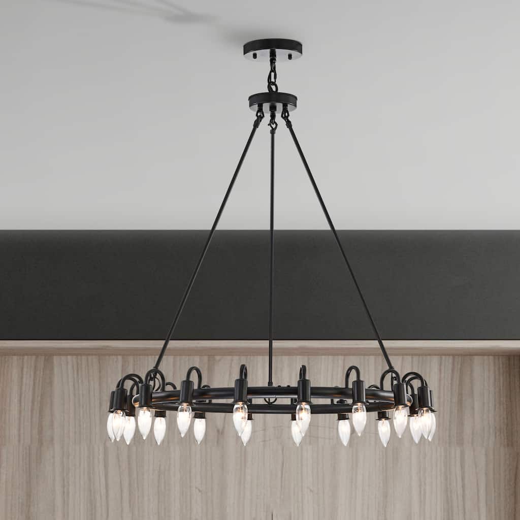 Vater 18-Light Single Tier 32-inch Chandelier with Metal Support Rods