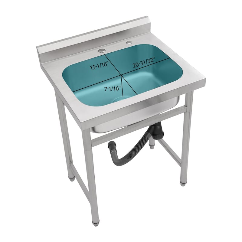 25" x 22" Stainless Steel Large Utility Sink Single Bowl, Freestanding Commercial Restaurant Sink, Utility Sink