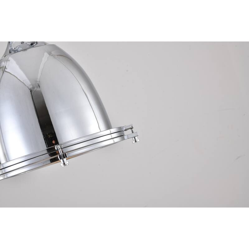 Pendant Light - Chrome Hanging Ceiling Fixture with Crystal Accents - Modern Interior Lighting - 9.5