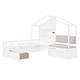preview thumbnail 7 of 16, Twin Size House Bed with Upholstered Sofa, Charging Station, Wireless Charging, Shelves, and Two Drawers