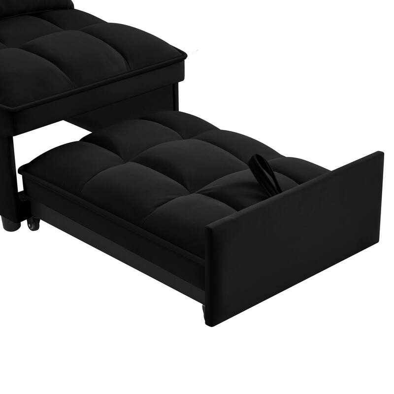 68.5" Velvet Folding Sofa Bed with Adjustable Back and Pillow