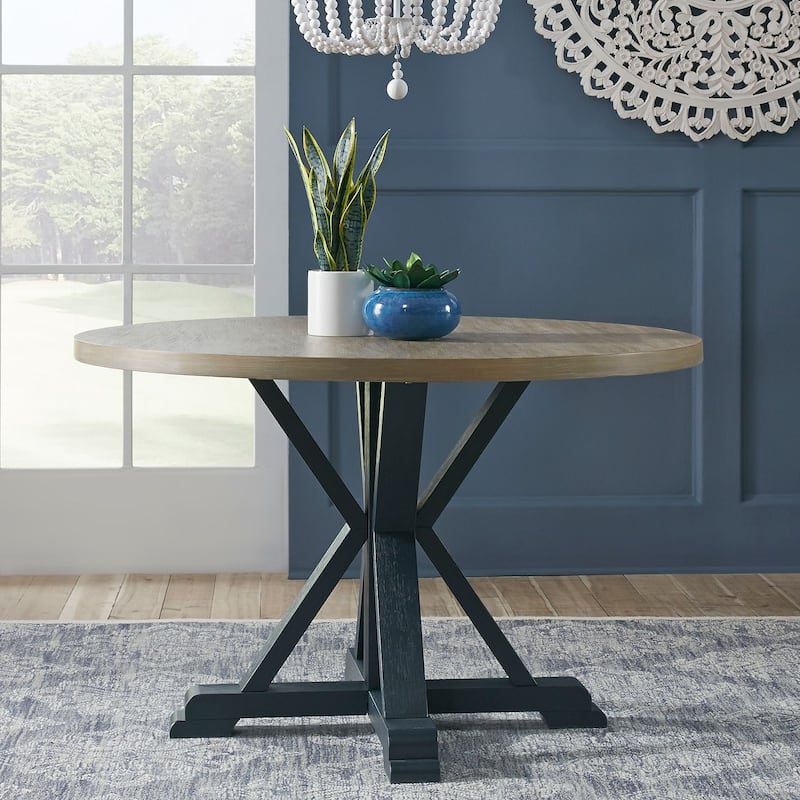 Lakeshore Single Pedestal Table- Navy - Blue