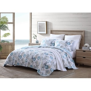 Tommy Bahama Freeport Blue Cotton Reversible Quilt Set - On Sale - Bed ...