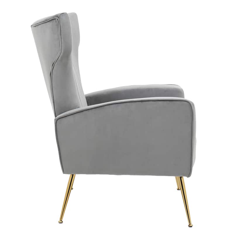 Velvet Wingback Accent Chairs with Metal Legs for Living Room