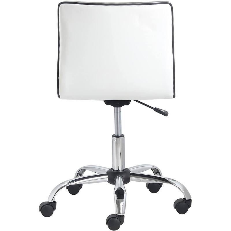 Carson Carrington Olafsvik Swivel Mid Back Armless Ribbed Task Leather White Upholstery Office Chair