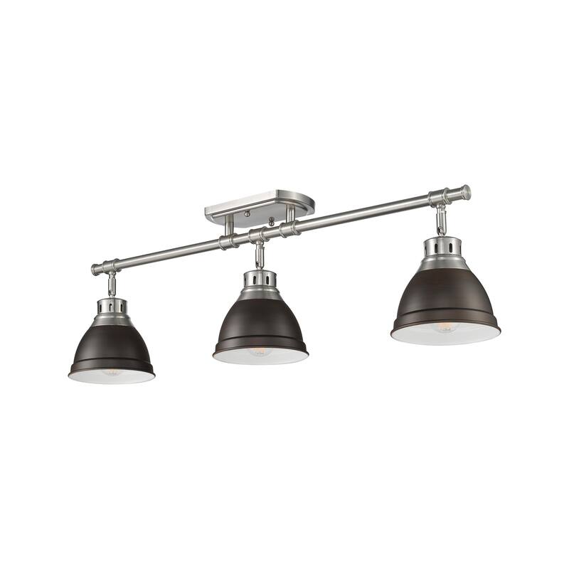 Yep by Golden Lighting Duncan 3-light Semi-Flush Mount in Pewter and Rubbed Bronze shade - 3-Light Semi-flush
