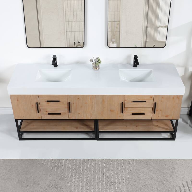Altair Bianco Bath Vanity with White Composite Stone Top,no Mirror