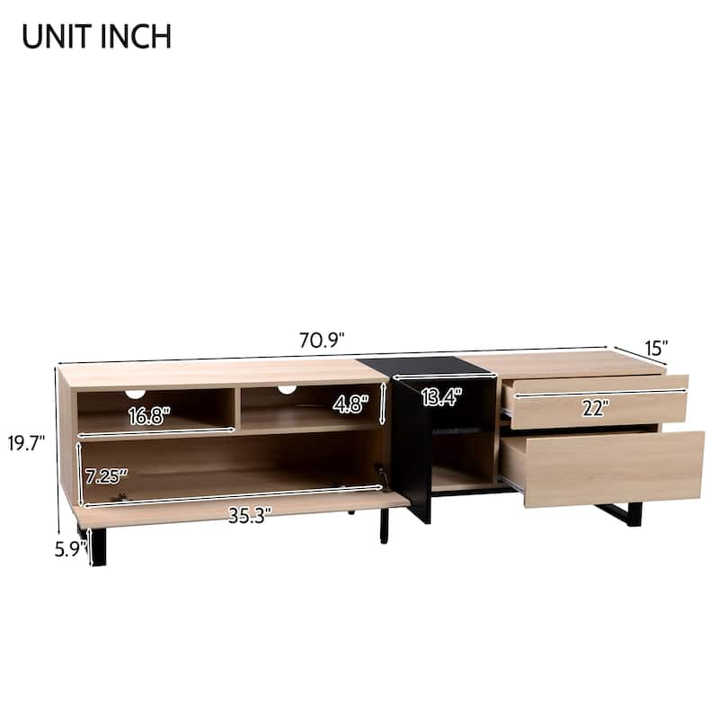 TV Stand for 80" TV with Double Storage Space, Media Console Table, Entertainment Center with Drop Down Door